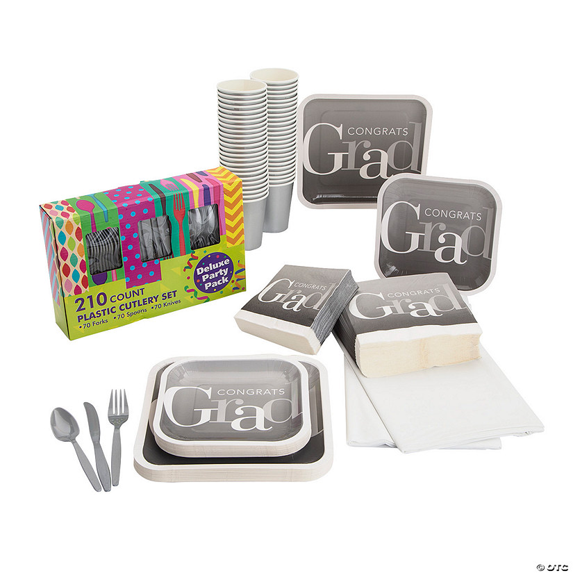 411 Pc. Graduation Elevated Disposable Tableware Kit for 25 Guests Image