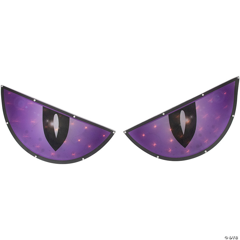 42" Lighted Purple and Black Eyes Halloween Window Silhouette Decoration Image
