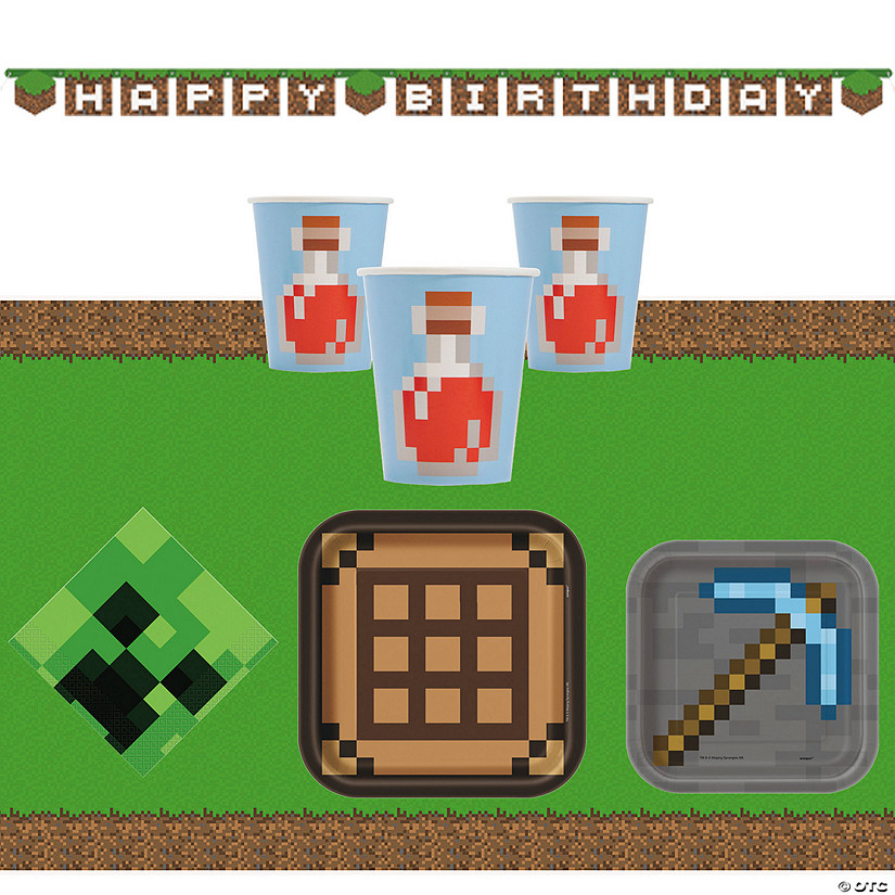 42 Pc. Minecraft Party Tableware &amp; Decorating Kit for 8 Image