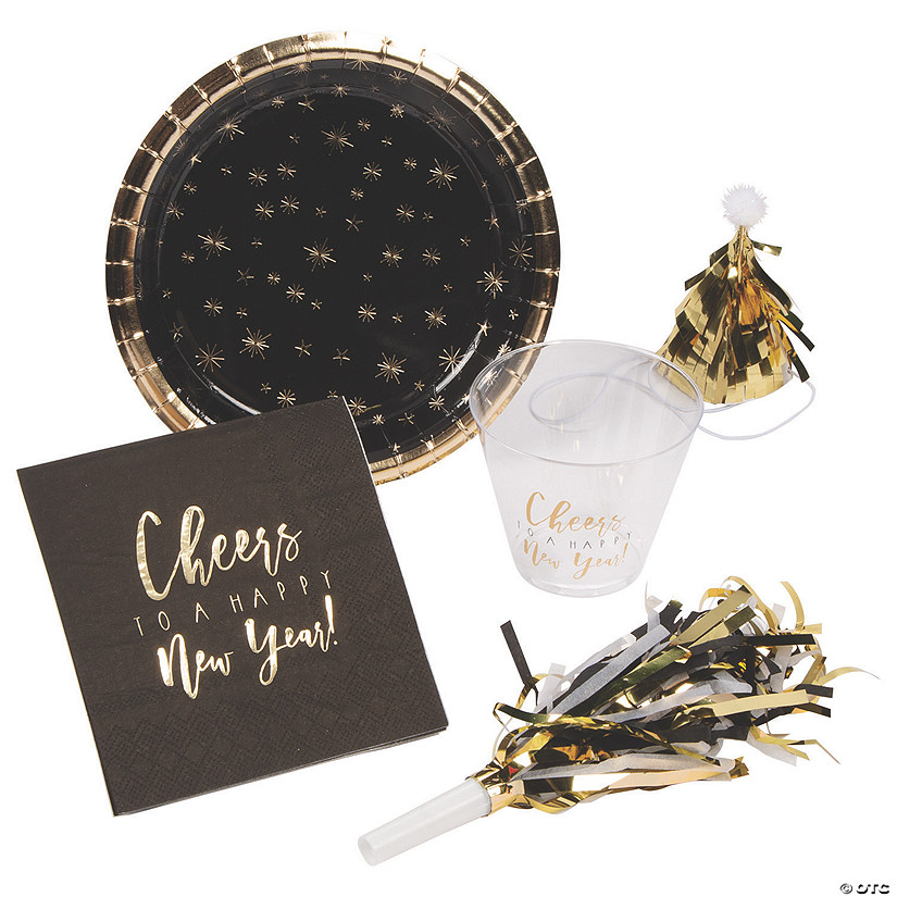 42 Pc. New Year&#8217;s Eve Foil Party Kit for 8 Guests Image