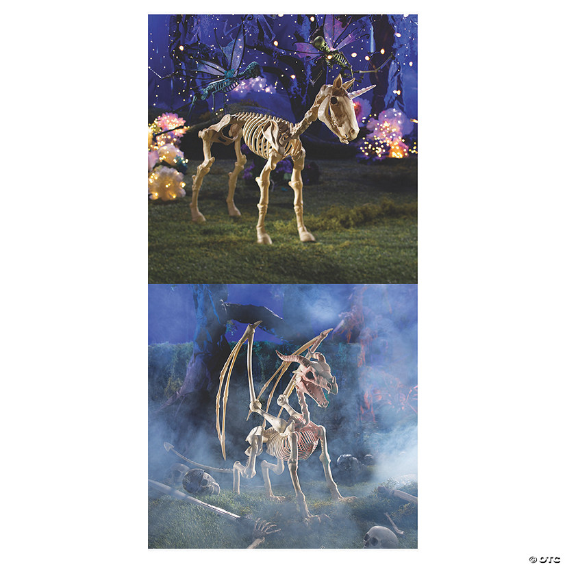 43" - 49" Halloween Unicorn & Dragon Skeleton Decorations - 2 Pc. Image