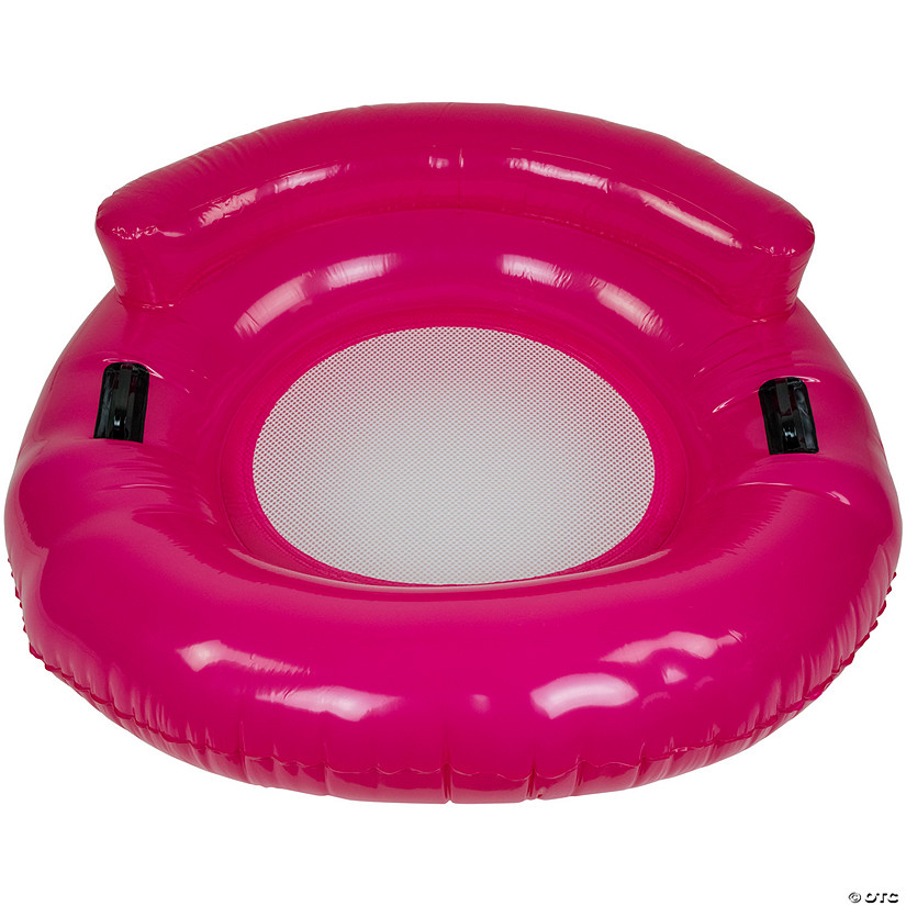 43" Pink Bubble Seat Inflatable Swimming Pool Float Image