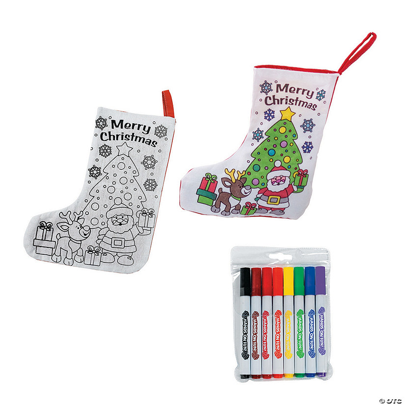 44 Pc. Color Your Own Christmas Stocking Kit for 12 Image