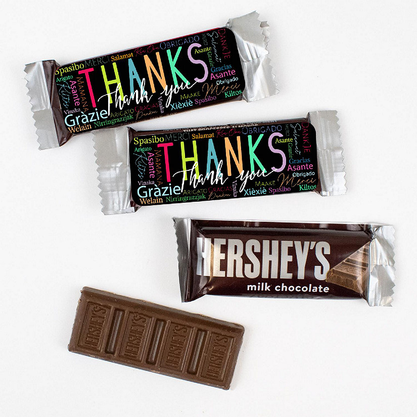 44 Pcs Bulk Thank You Candy Hershey's Snack Size Chocolate Bar Employee Appreciation (19.8 oz, Approx. 44 Pcs) - Thanks Image