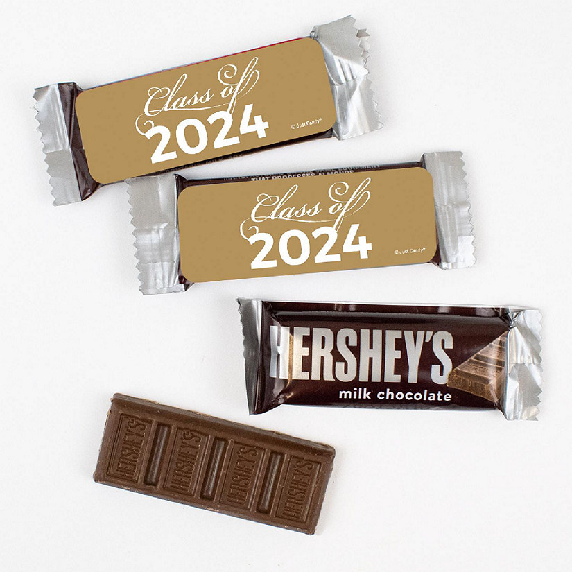 44 Pcs Gold Graduation Candy Hershey's Snack Size Chocolate Bar Party Favors (19.8 oz, Approx. 44 Pcs) Class of 2024 Image