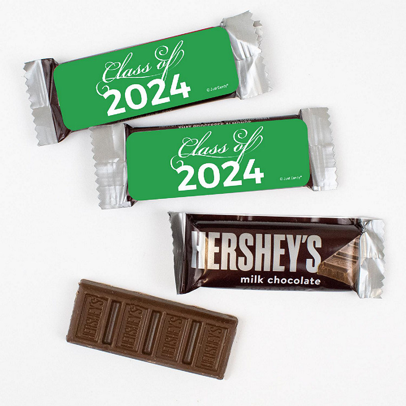 44 Pcs Green Graduation Candy Hershey's Snack Size Chocolate Bar Party Favors (19.8 oz, Approx. 44 Pcs) Class of 2024 Image