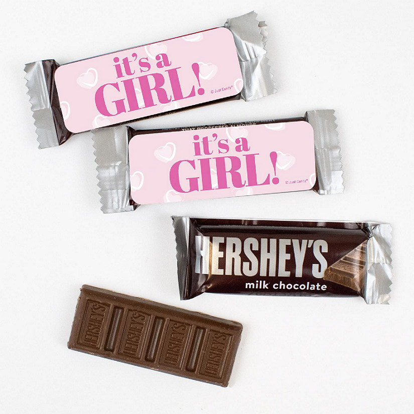 44 Pcs It's a Girl Baby Shower Candy Hershey's Snack Size Pink Chocolate Bar Party Favors (19.8 oz, Approx. 44 Pcs) Image