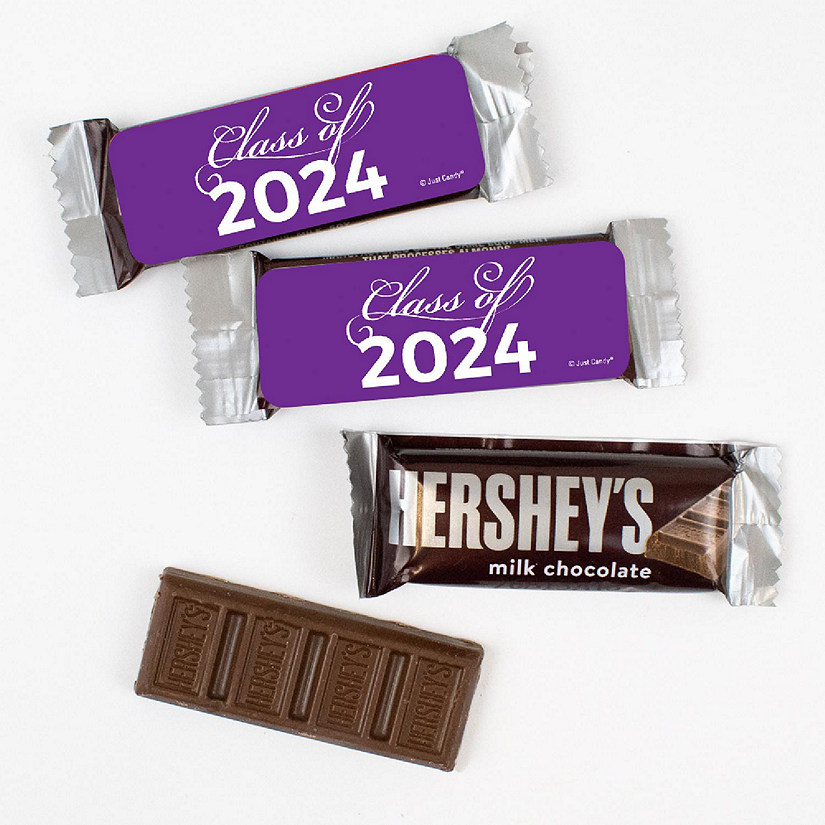 44 Pcs Purple Graduation Candy Hershey's Snack Size Chocolate Bar Party Favors (19.8 oz, Approx. 44 Pcs) Class of 2024 Image