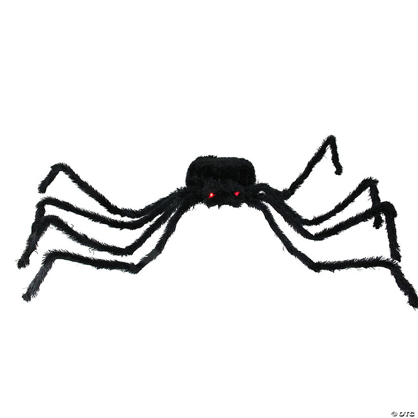 44" Pre-Lit Black Spider with Red Eyes Halloween Decoration Image