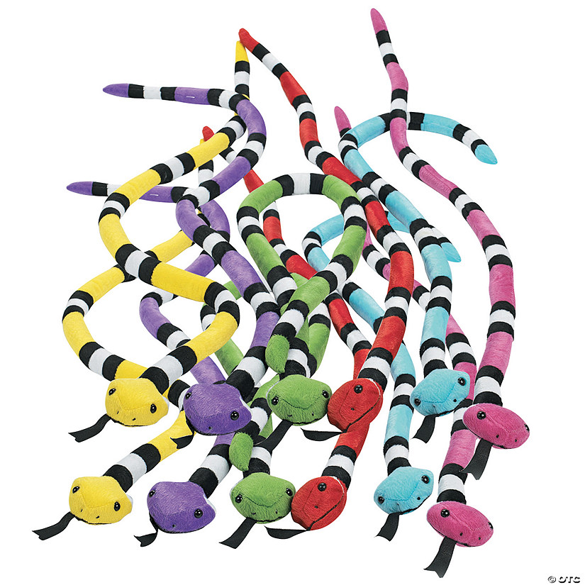 45" Brightly Colored Striped Stuffed Coral Snake Toys - 12 Pc. Image