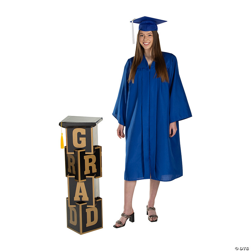 45" Small Graduation Black & Gold Pillar Cardboard Cutout Stand-Up Image