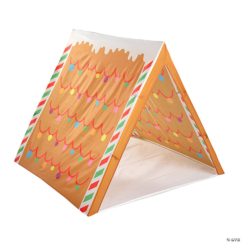 45" x 33" Christmas Gingerbread House Brown Nonwoven Play Tent Image