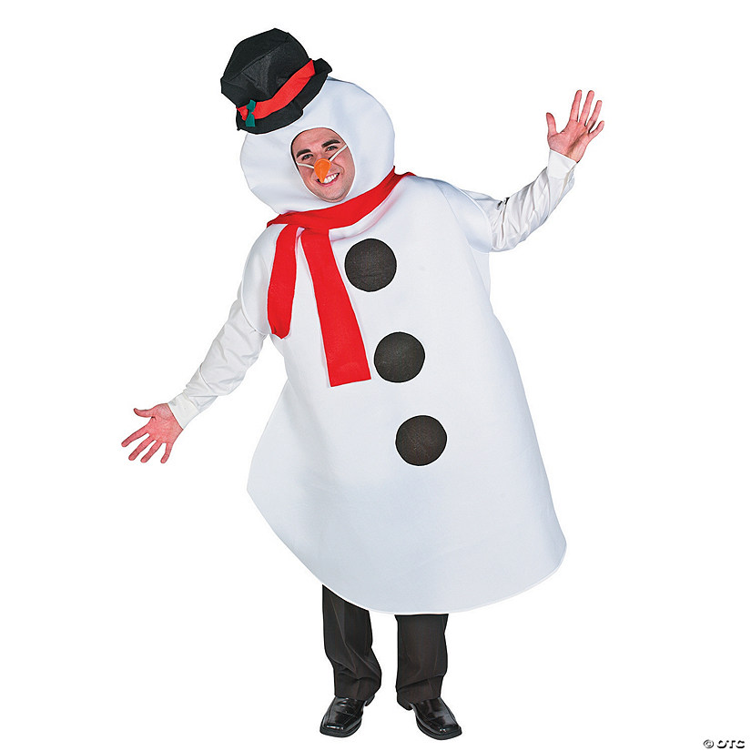 45" x 5 Ft. 8" Adults Classic Snowman Polyester Costume with Headpiece - Large Image