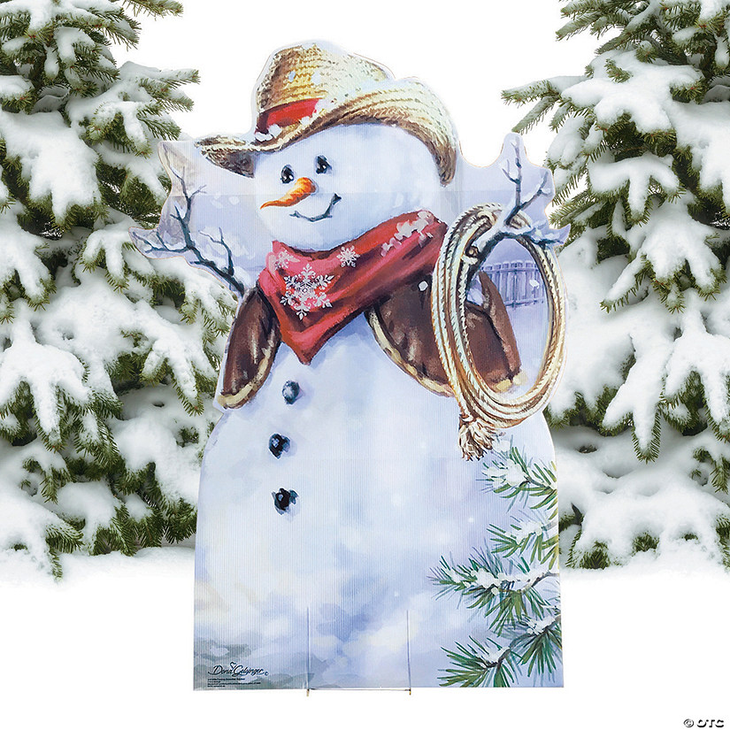45" x 65" Little Cowboy Snowman Outdoor Yard Sign Image