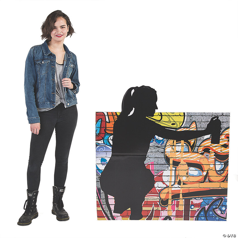 46" Female Graffiti Artist Silhouette Cardboard Cutout Stand-Up Image