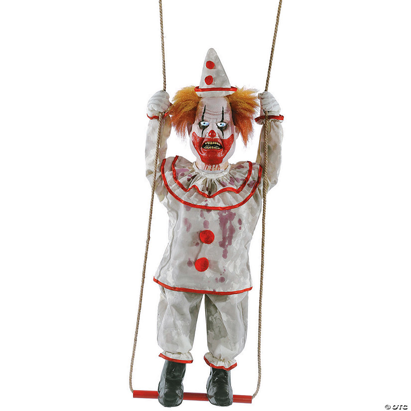 46" Hanging Animated Swinging Happy Clown Halloween Decoration Image
