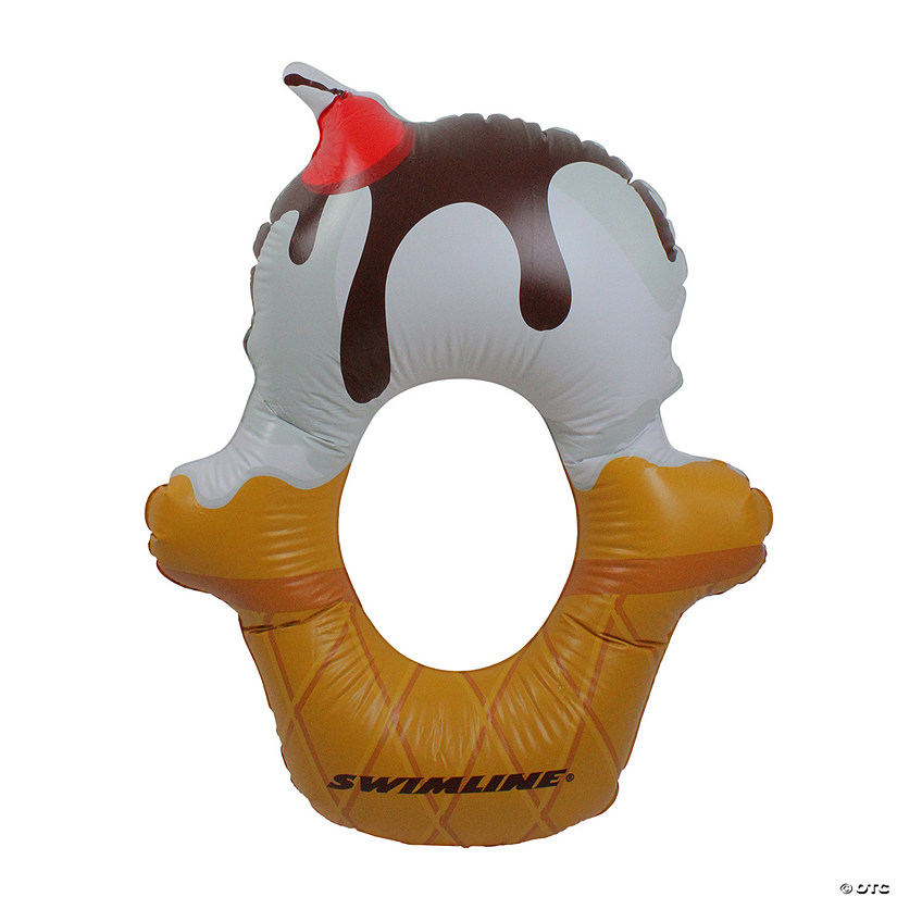 46" Inflatable White and Yellow Ice Cream Ring Pool Float Image