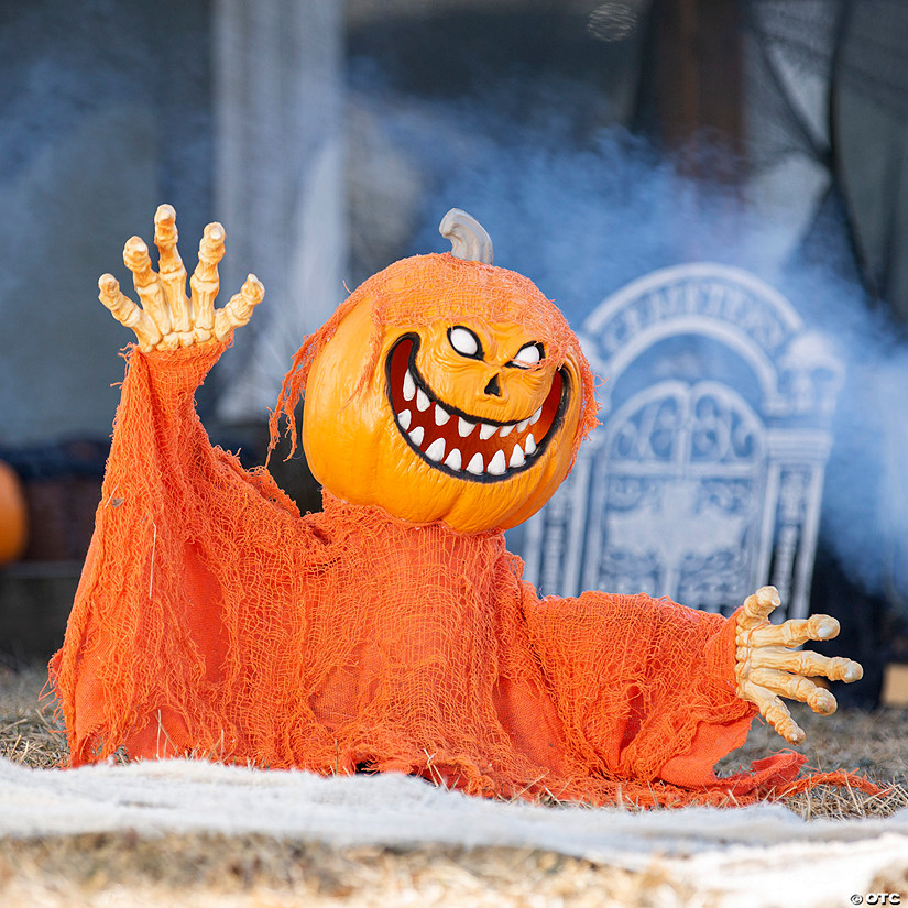 47" Animated Pumpkin Man Groundbreaker Halloween Decoration Image