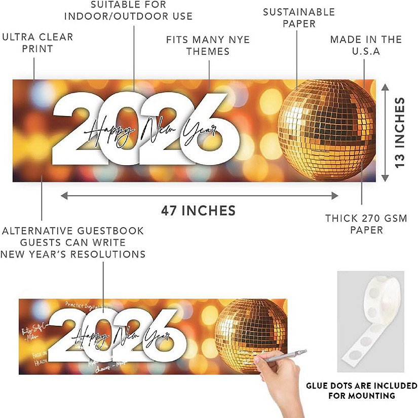 47x13 70s Disco Ball Hanging Banner Image