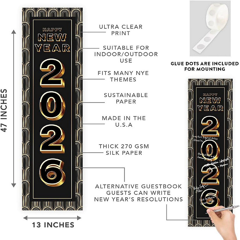 47x13 Vertical Art Deco Hanging Banner Image