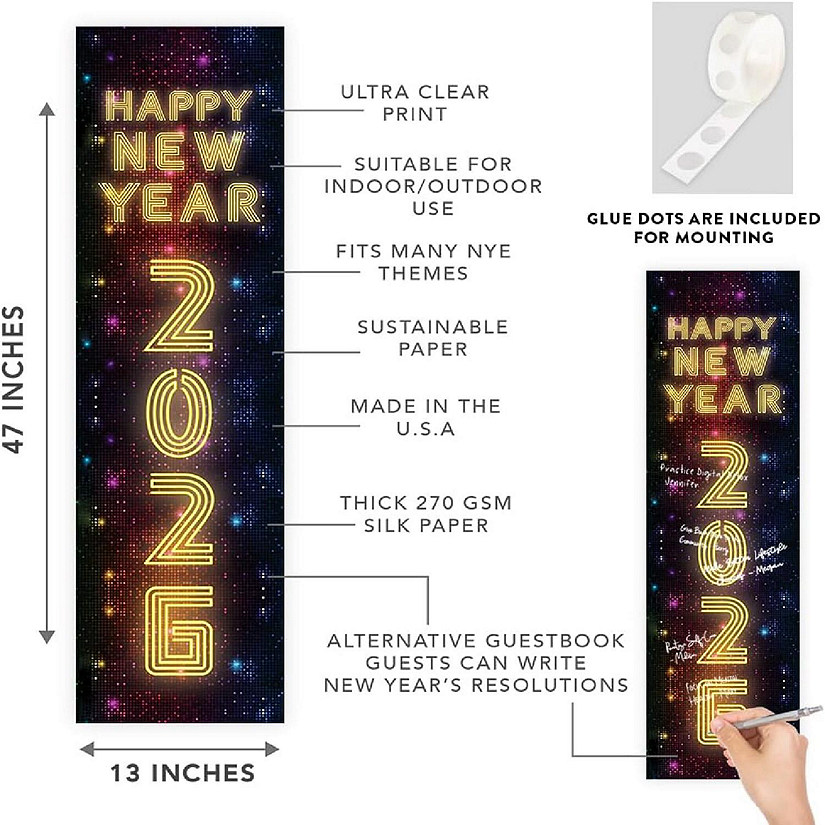 47x13 Vertical Neon Light Hanging Banner Image