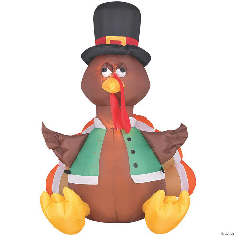 48" Blow Up Inflatable Happy Turkey with Vest Image