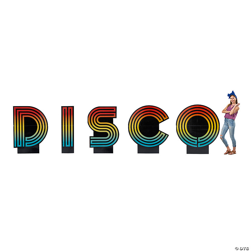 48" Disco Letters Cardboard Cutout Stand-Ups - 5 Pc. Image