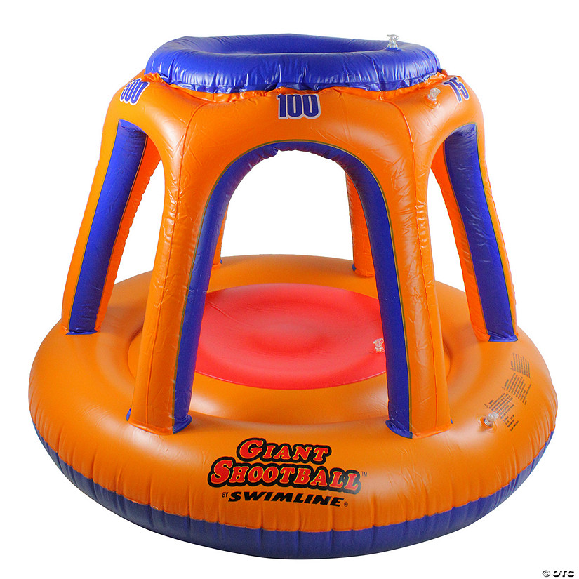 48" Orange and Blue Inflatable Giant Floating Shoot Ball Swimming Pool Game Image