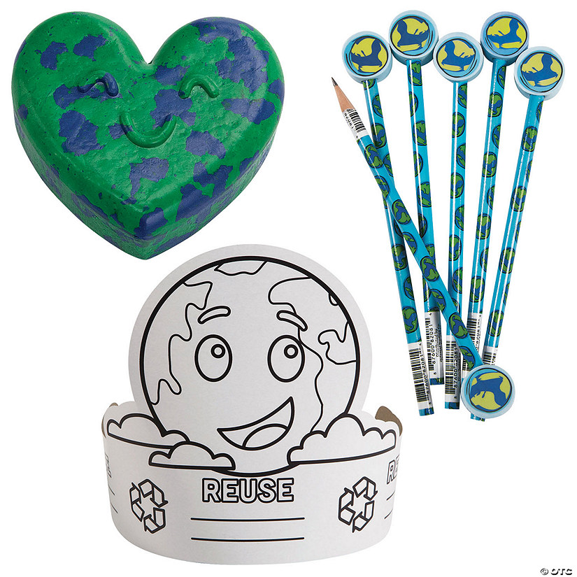 48 Pc. Color Your Own Earth Day Crown & Crayons Activity Kit for 12 Image