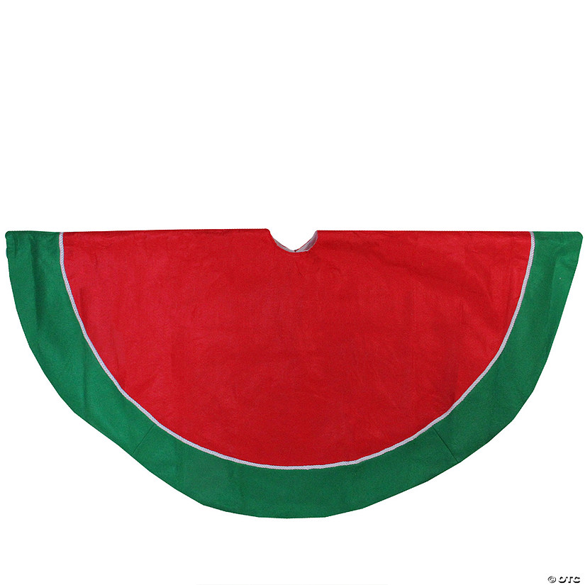 48" Red and Green Traditional Christmas Tree Skirt Image