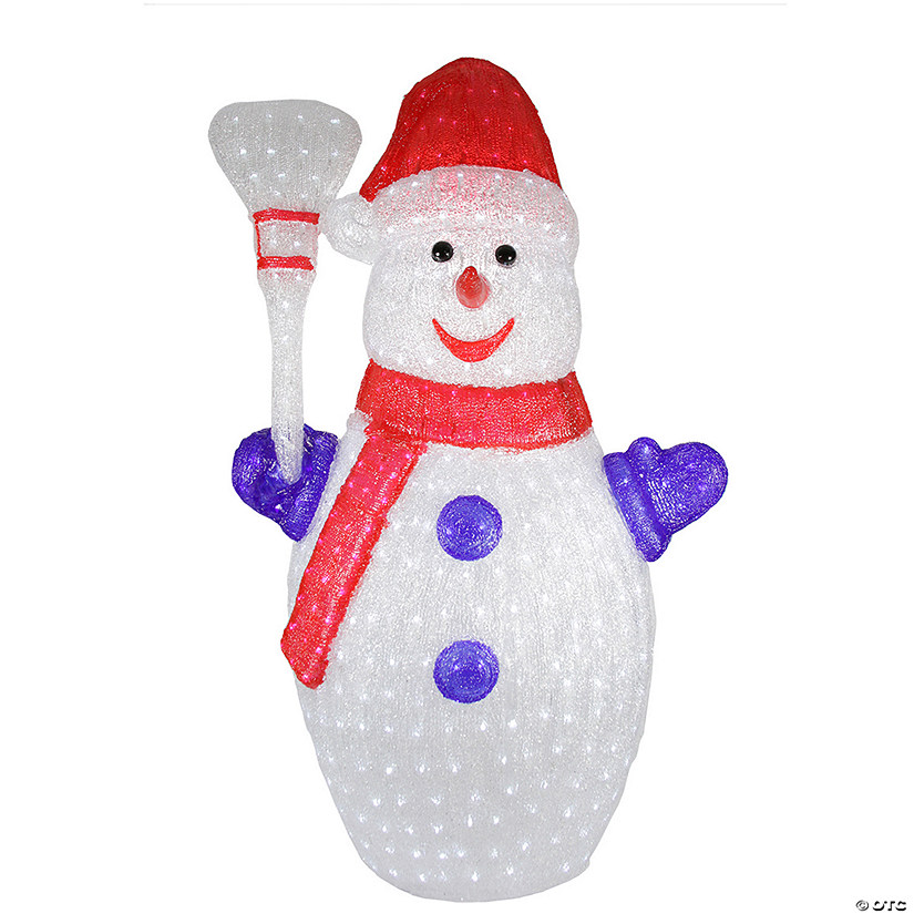 48" Red and White Pre-Lit Commercial Grade Snowman Christmas Outdoor Decor Image