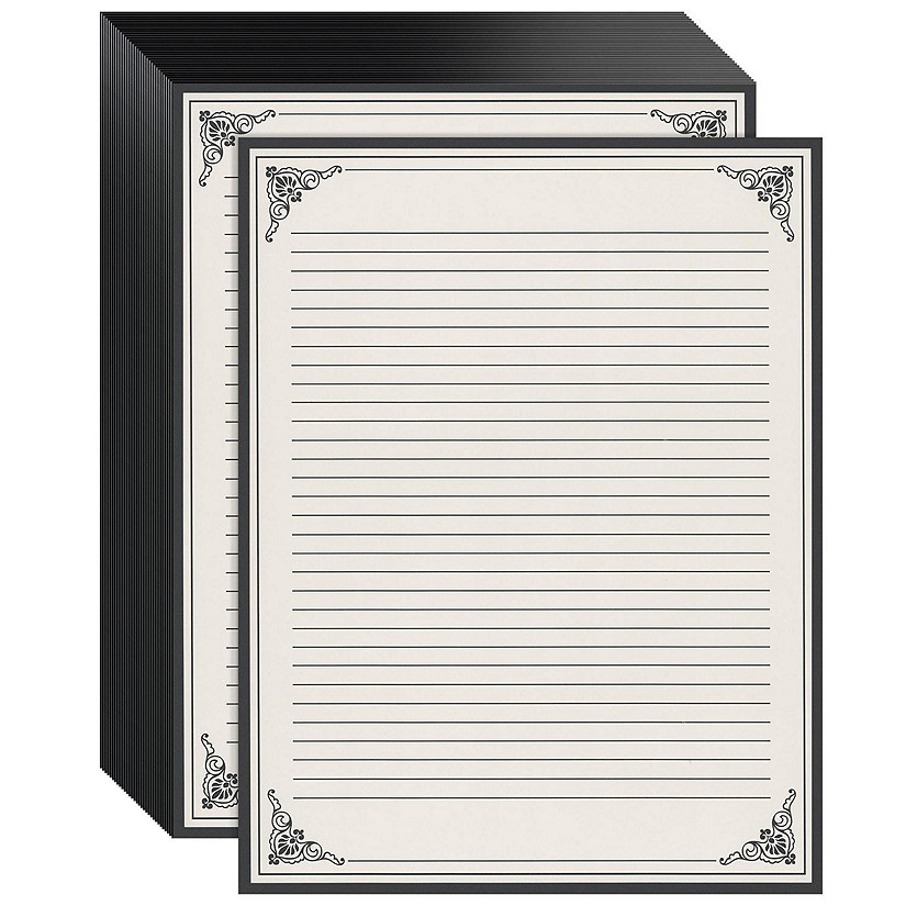 48 Sheets Fancy Vintage Lined Paper with Antique Border Design, Aged Stationery for Writing Letters, Invitations, Cream Color, 8.5 x 11 In | Oriental Trading for Free Printable Lined Paper With Border