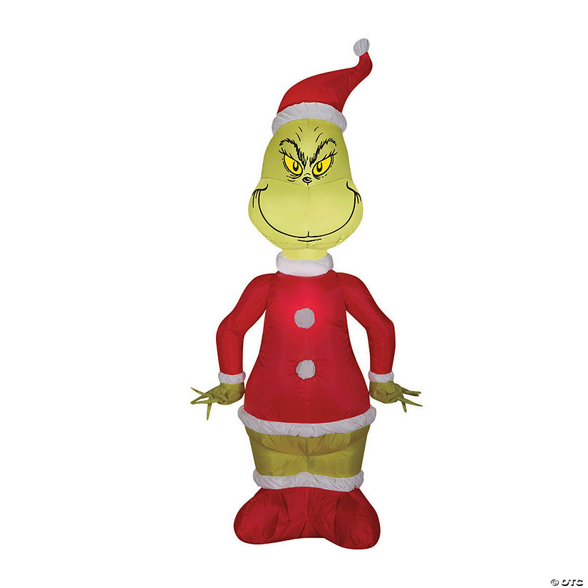 48" Small Airblown Grinch in Santa Suit Image