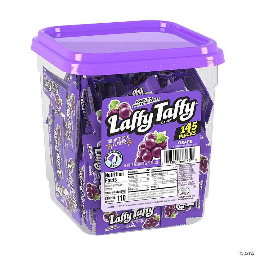 49.3 oz. Bulk 145 Pc. Laffy Taffy<sup>&#174;</sup> Mini Grape Bar Candy Tub Image