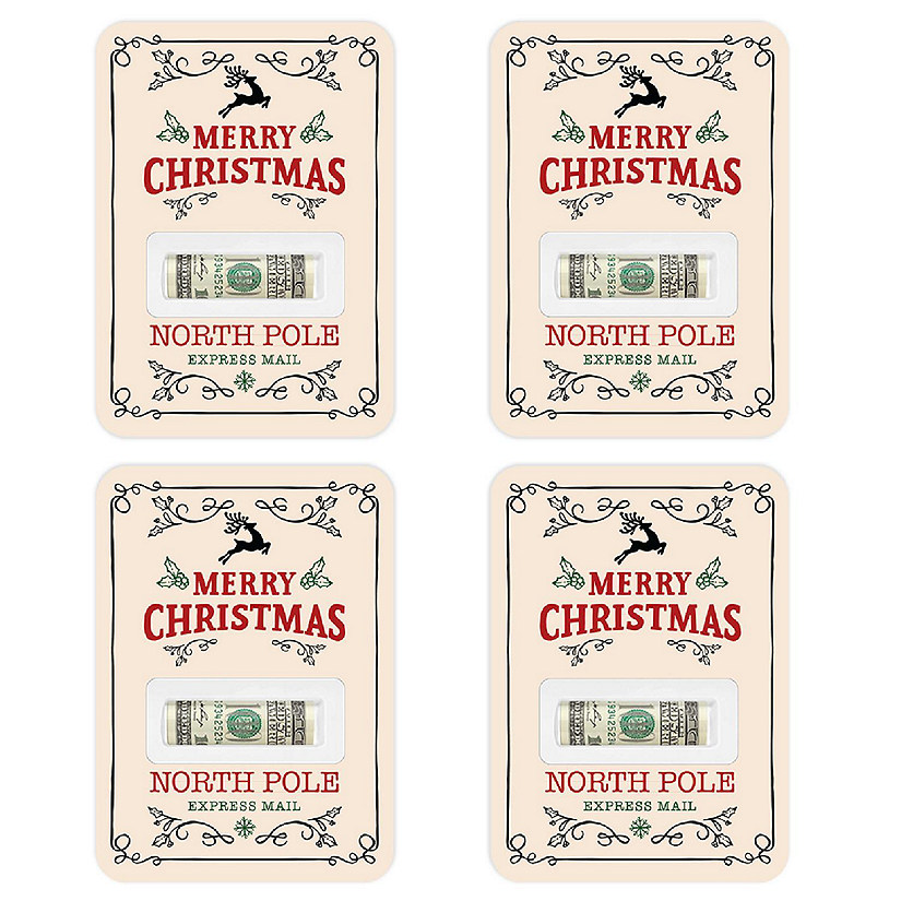 4PC Christmas Money Holders North Pole Image