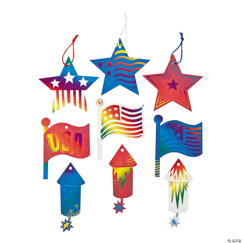 4th of July Magic Color Scratch Ornaments - 24 Pc. Image