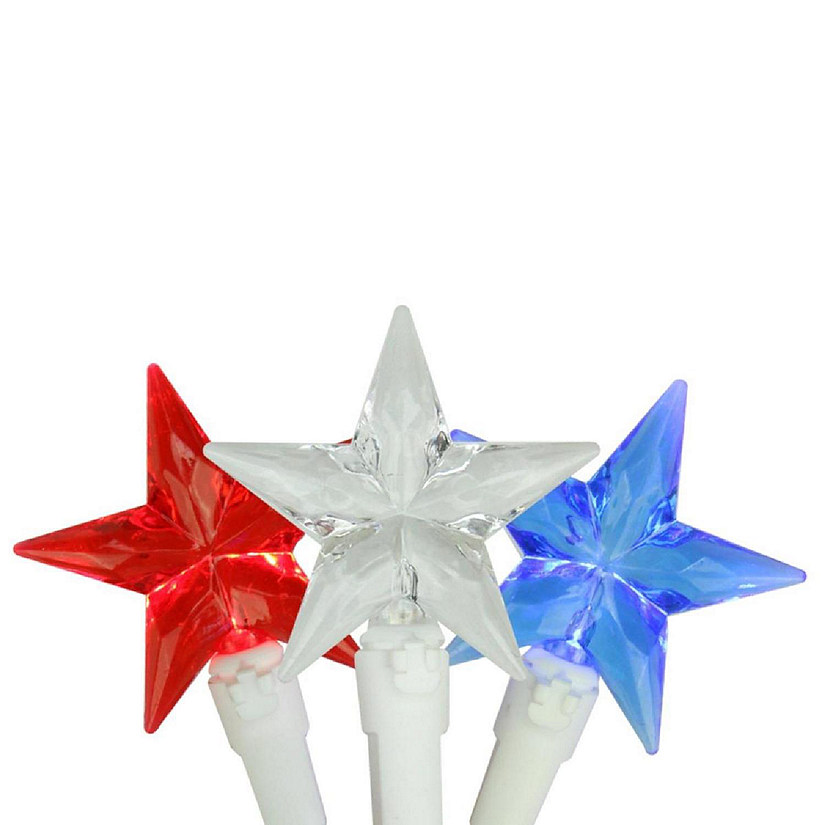 4th of July Patriotic LED White Wire Star Lights - Red&#44; White & Blue&#44; Set of 30 Image