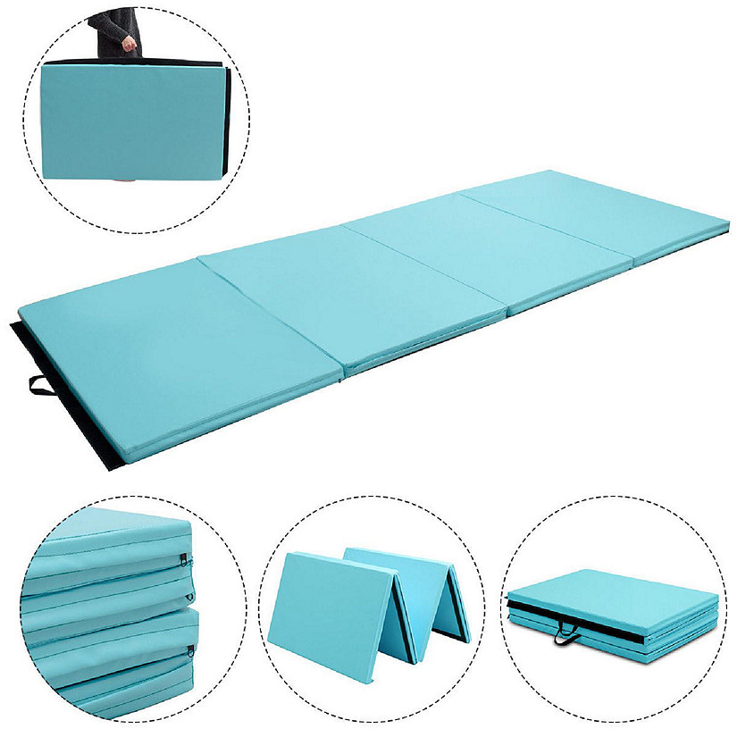 4'x10'x2'' Gymnastics Mat Thick Folding Panel Aerobics Gym Blue Image