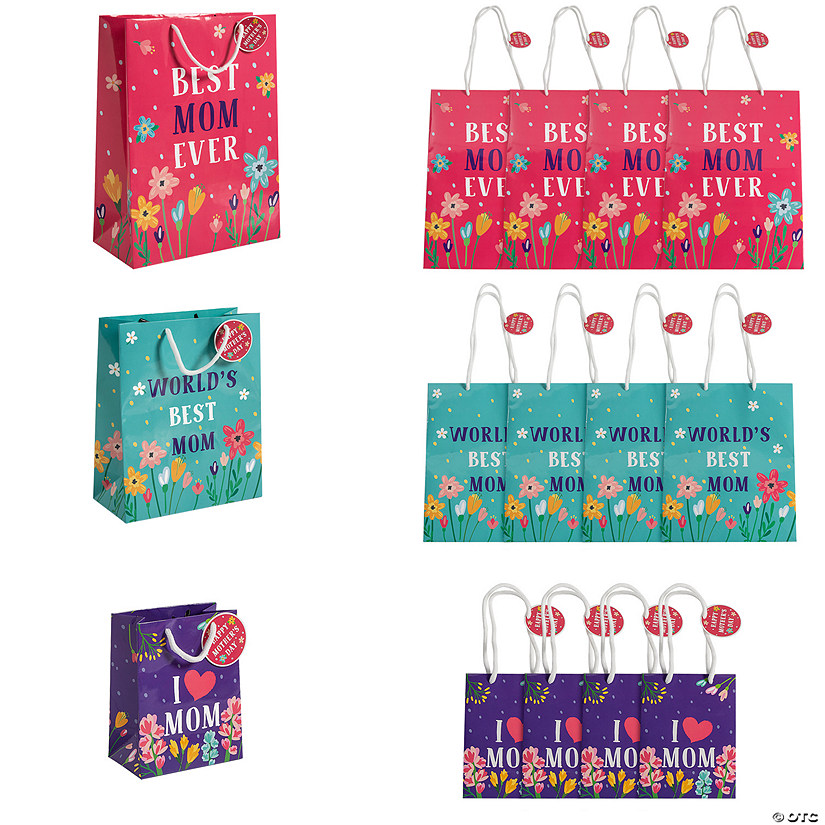 5 1/2" - 13" Best Mom Gift Bag Assortment with Gift Tags - 12 Pc. Image