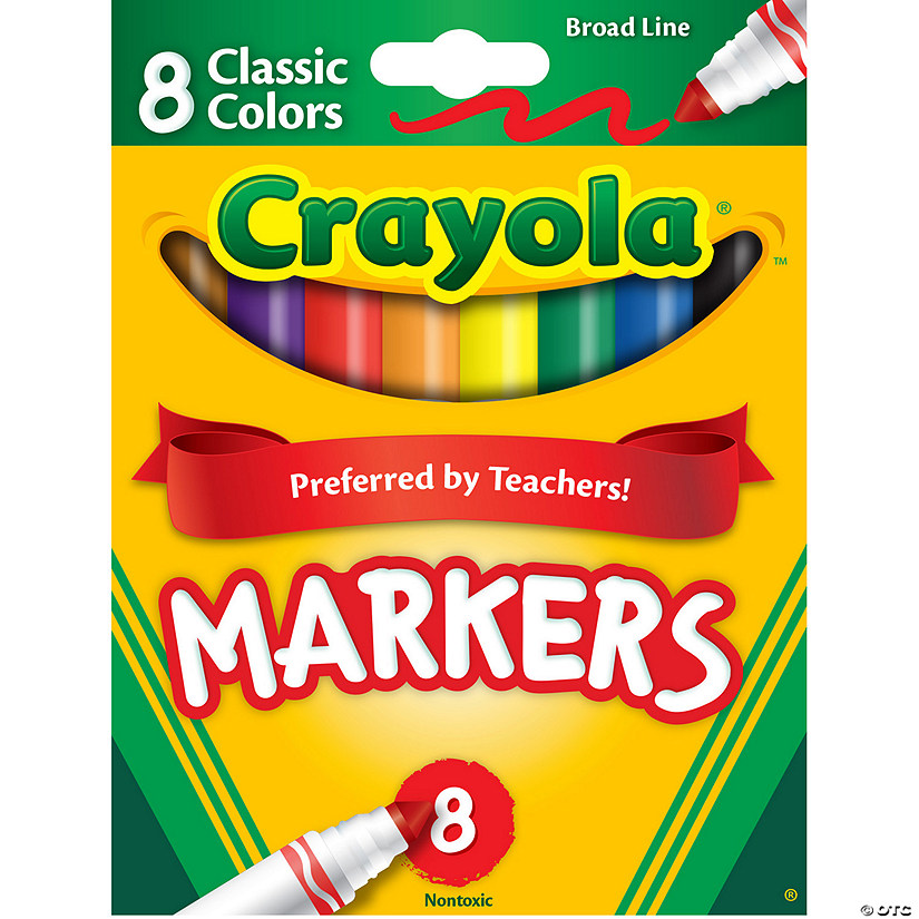 5 1/2" 8-Color Crayola<sup>&#174;</sup> Classic Colors Broad Line Cone Tip Plastic Markers Image