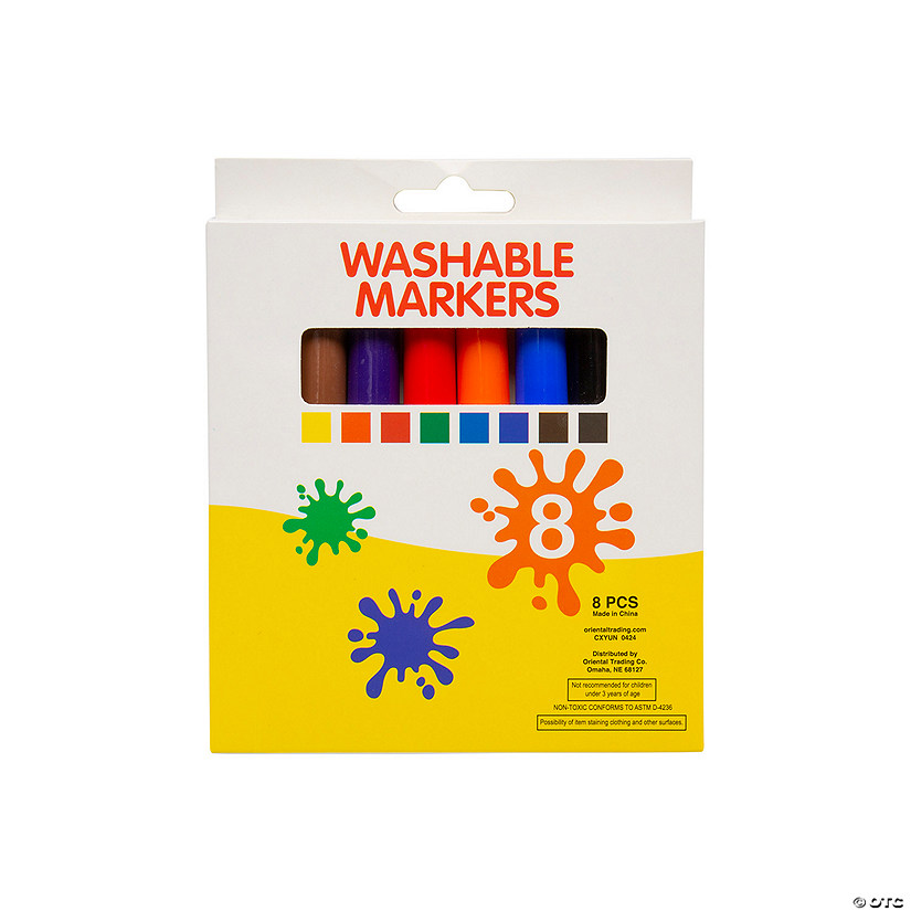 5 1/2" 8-Color Plastic Washable Marker Sets - 12 Boxes Image