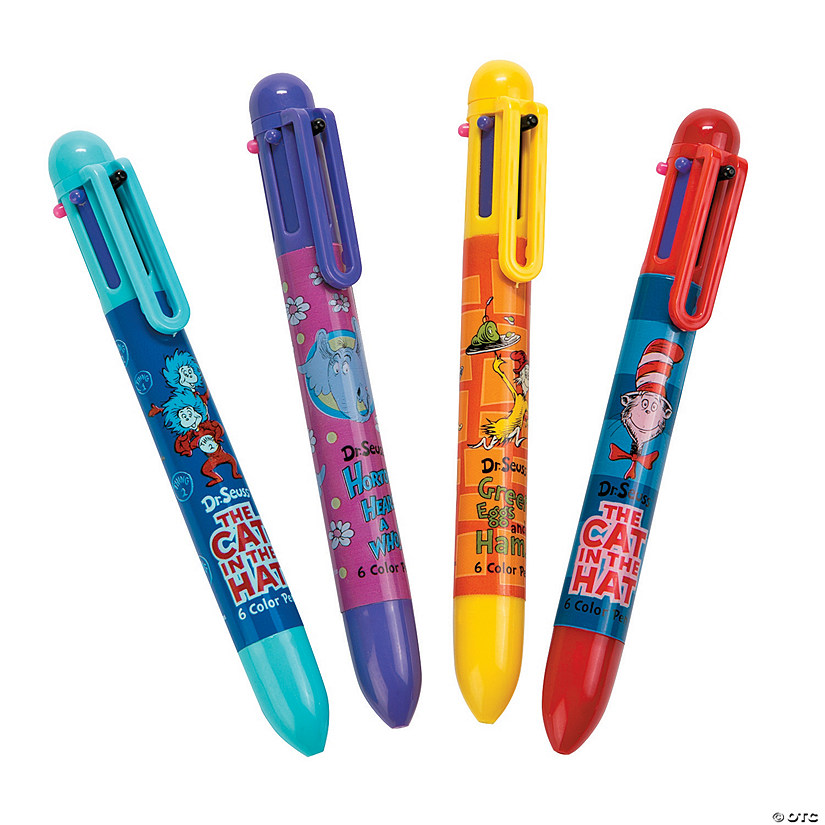 5 1/2" Dr. Seuss&#8482; 6-Color Plastic Shuttle Pens - 12 Pc. Image