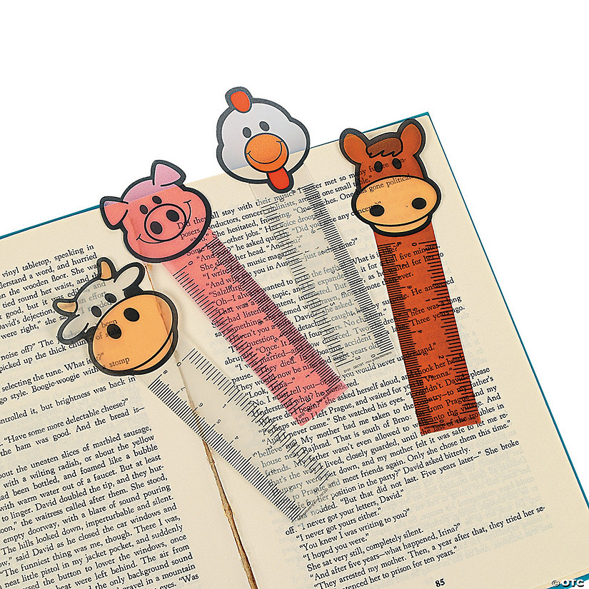 5 1/2" Farm Animal Ruler Multicolor Plastic Bookmarks - 24 Pc. Image