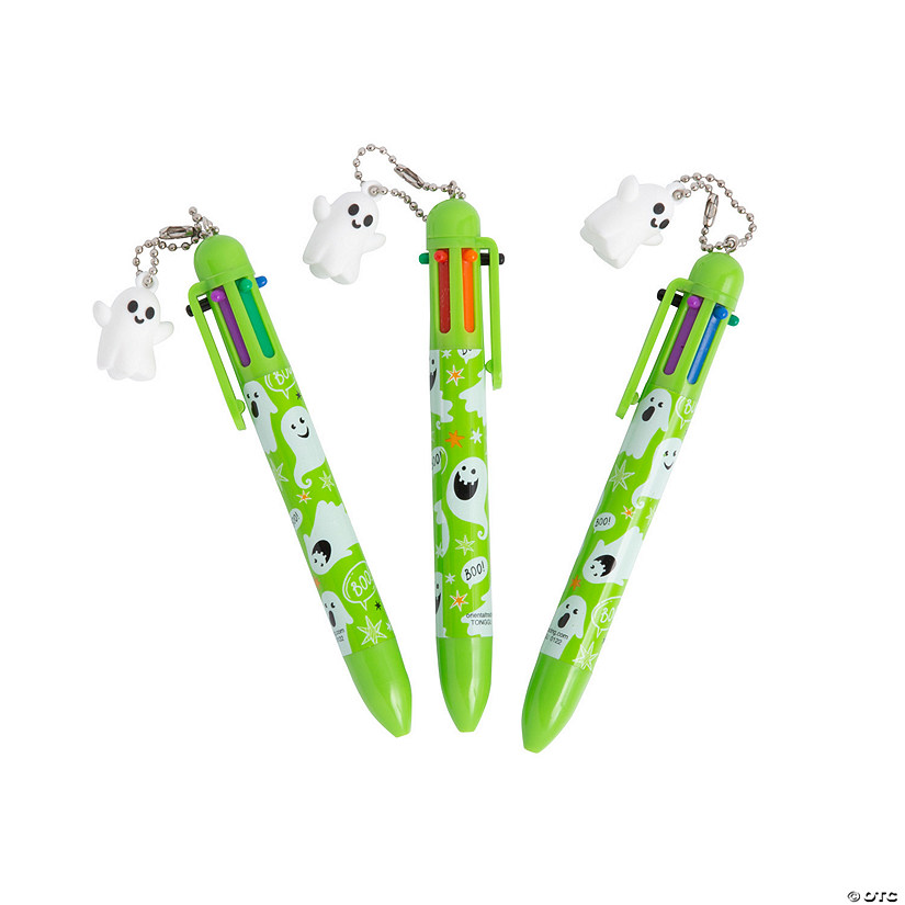 5 1/2" Halloween Plastic Shuttle Pen with Ghost Charm 12 Pc