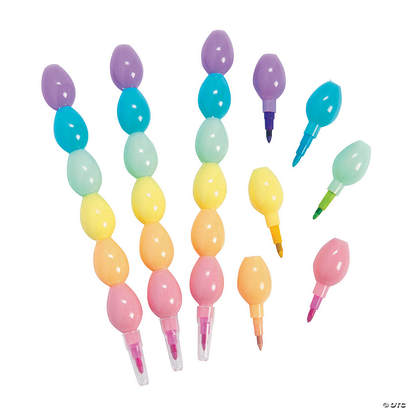 5 1/2" Pastel Rainbow 6-Color Easter Egg Stacking Crayons - 18 Pc. Image