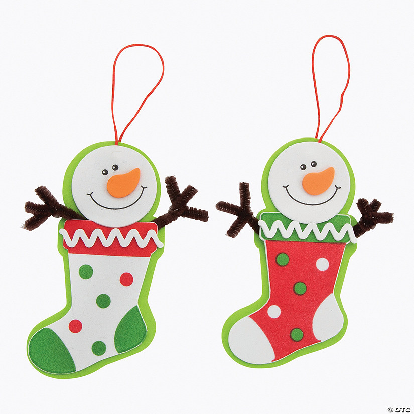 5 1/2" Snowman Stocking Christmas Ornament Craft Kit - Makes 12 Image