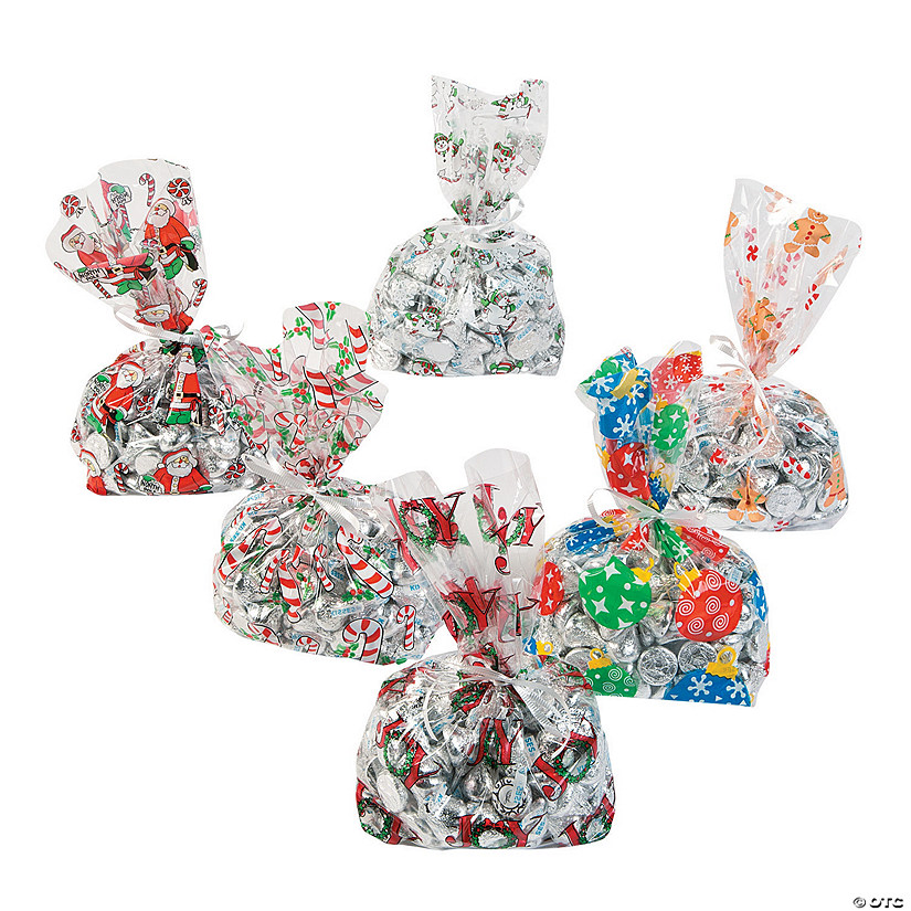 5 1/2" x 11" Bulk 72 Pc. Holiday Pattern Multicolor Cellophane Bags Image