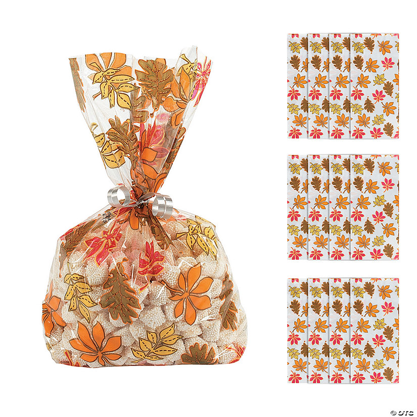5 1/2" x 11" Fall Leaf Cellophane Bags - 12 Pc. Image