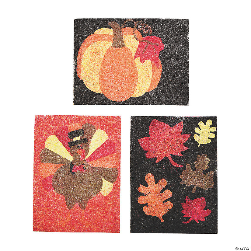 5 1/2" x 3 1/4" Fall Plants & Animals Sand Art Picture Craft Kit - Makes 12 Image