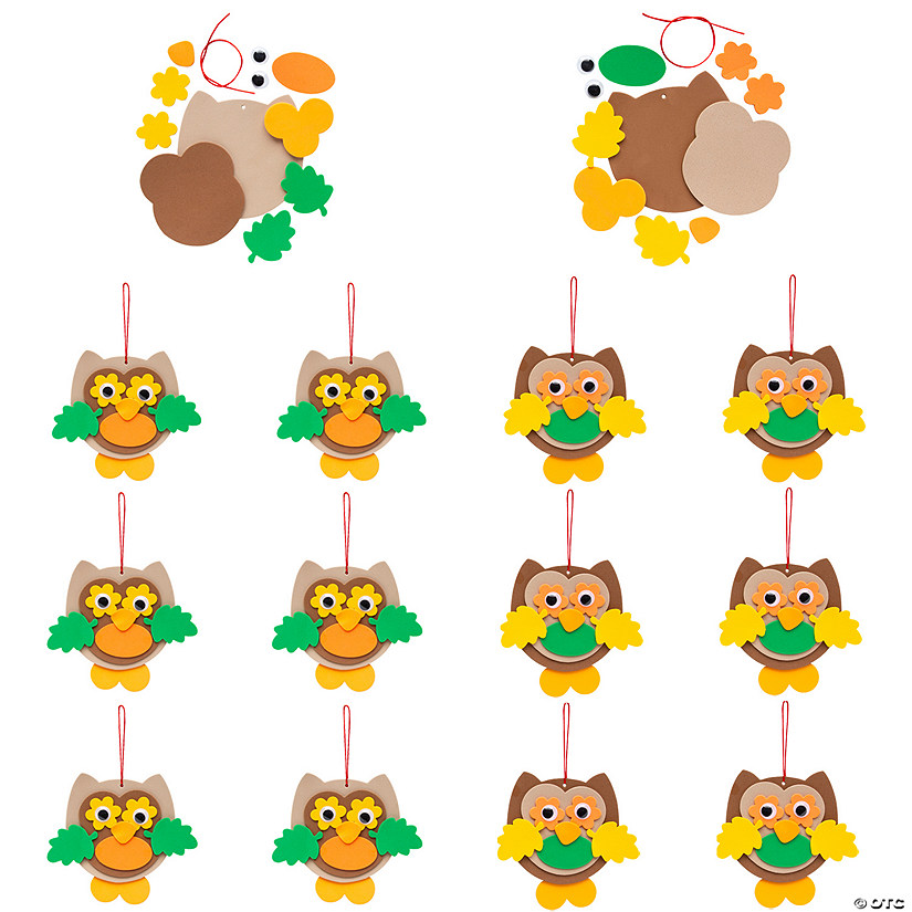 5 1/2&quot; x 4 1/2&quot; Fall Colors Owl Ornament Foam Craft Kit - Makes 12 Image